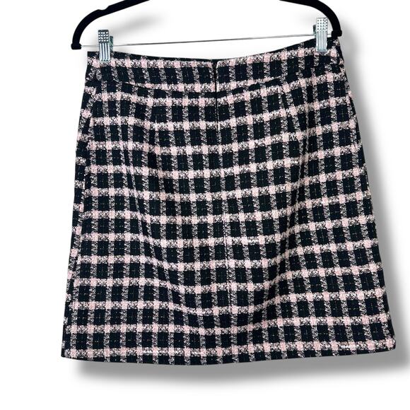 Maison d' Amelie Paris Pink Black Gingham Preppy Tweed Mini Skirt Size 6 - Picture 4 of 6